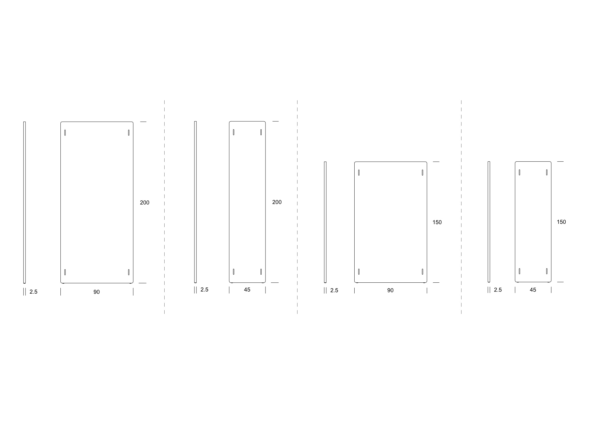 FLEX Classic Größentabelle, zur Planung ihrer Projekte