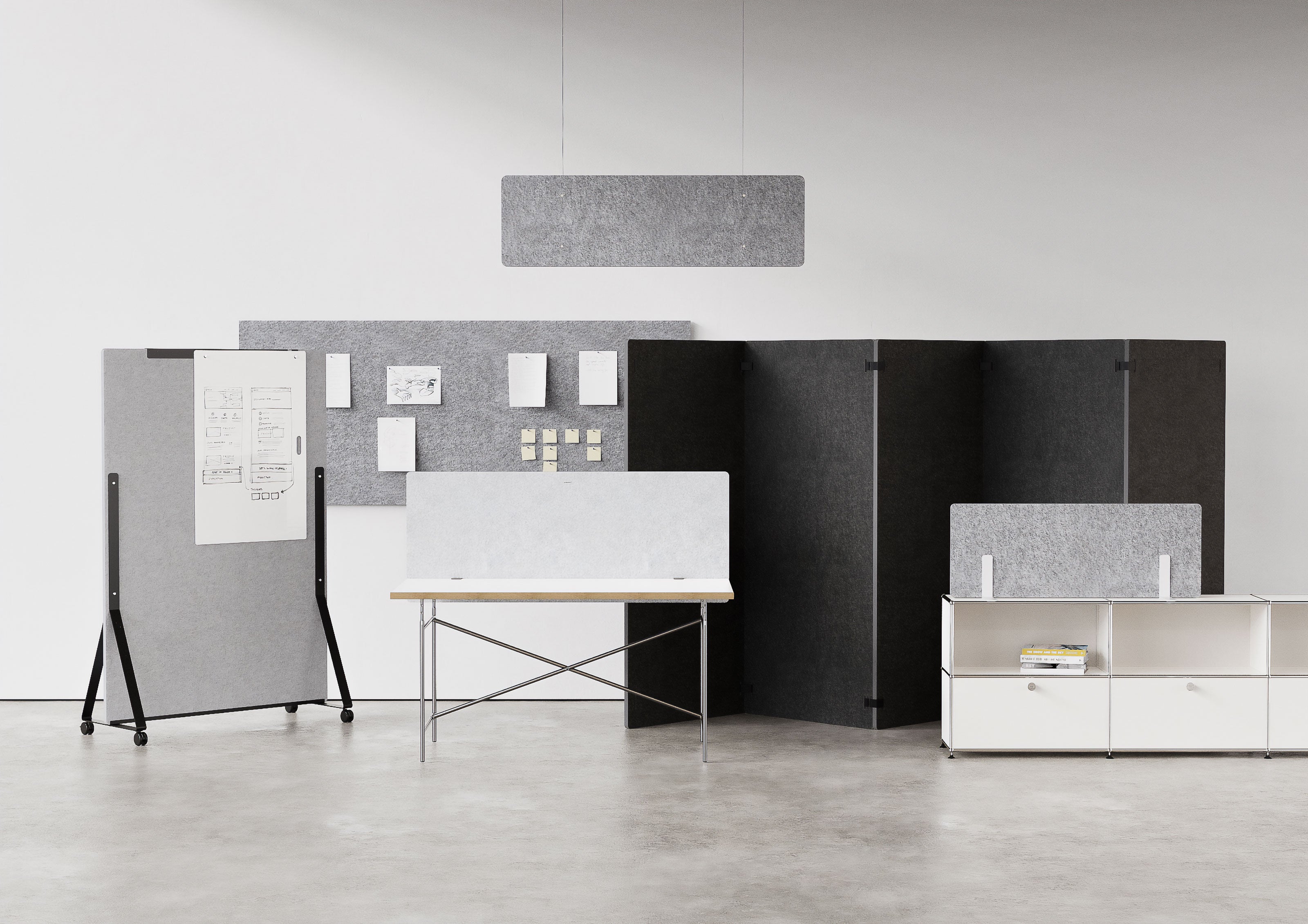 Eine zusammenstellung der wichtigsten SYSBOARD FLEX Akustikprodukte in verschiedenen Farben