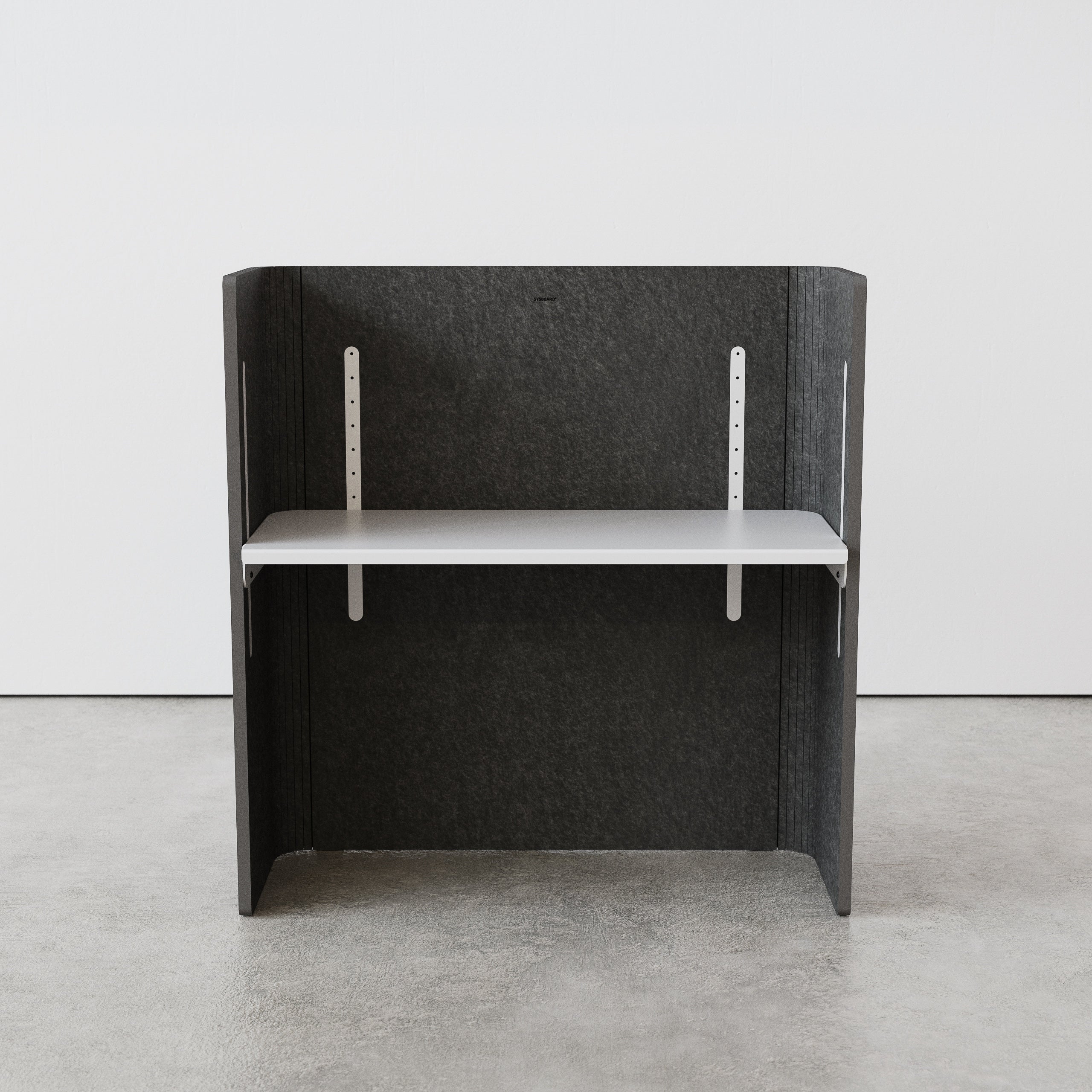 Flex Desk Schreibtisch, höhenverstellbar, kombinierbar, schnell aufgebaut, Akustikmaterial, Coworking