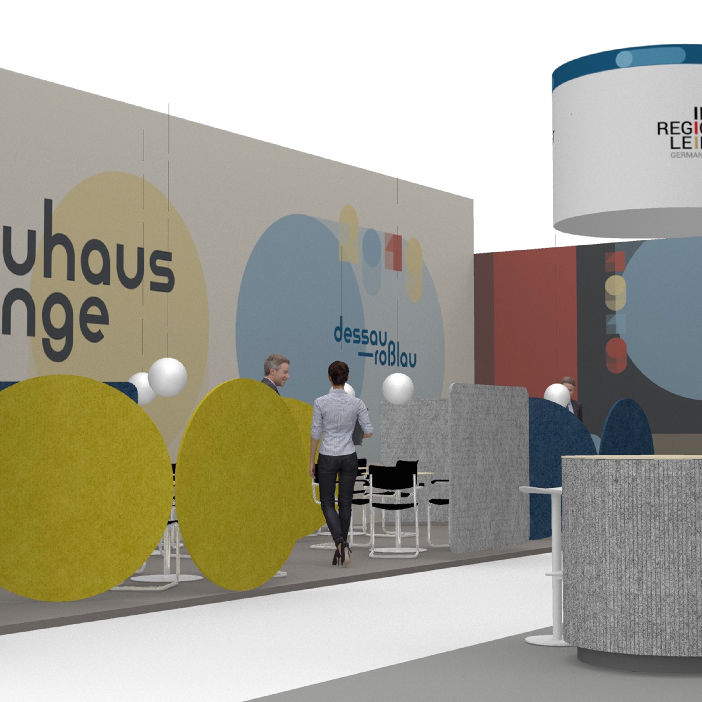 Messestand, Messedesign, nachhaltig, öko, regional, Akustikplatten, Booth, Lounge, Bauhaus