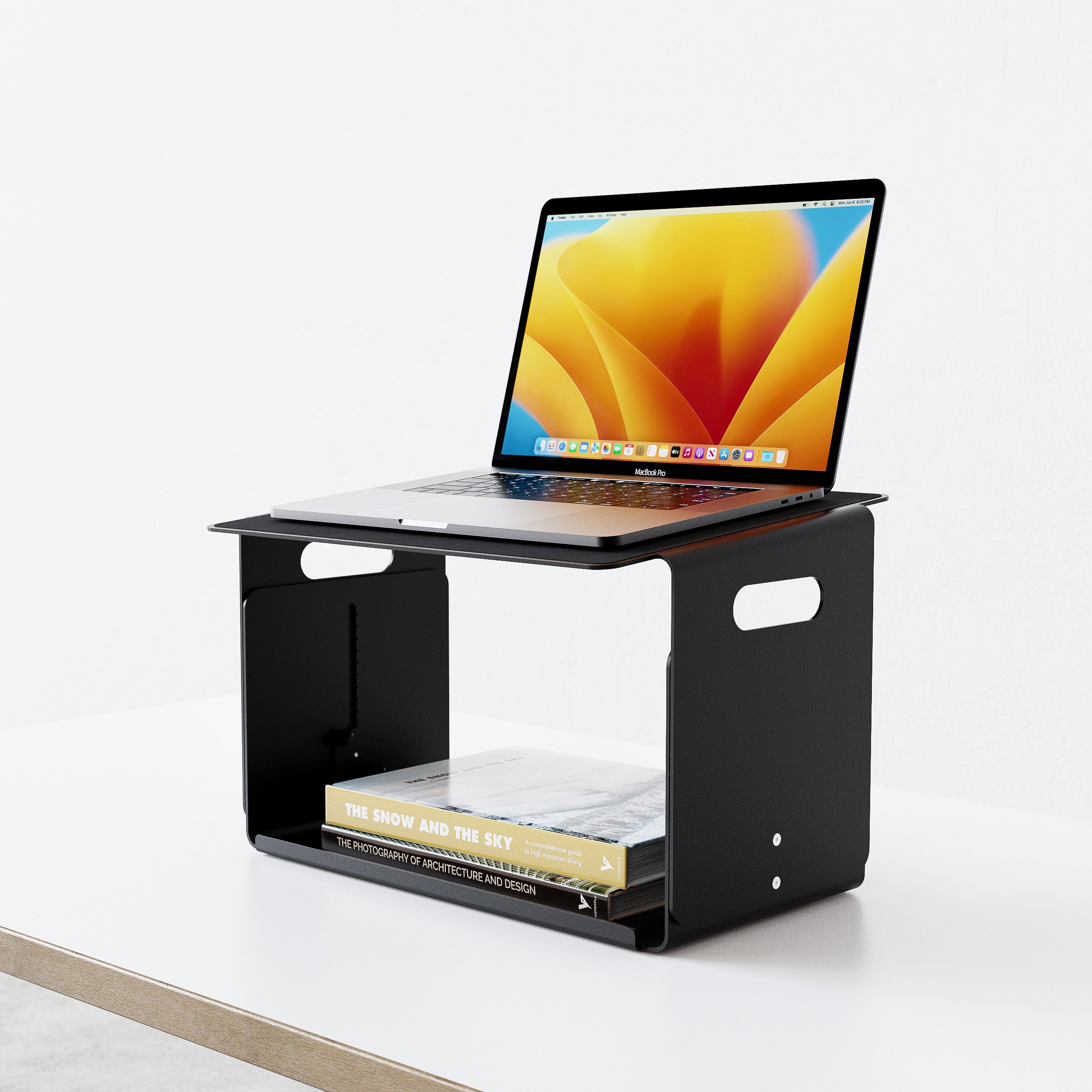 FLEX Schreibtischaufsatz schwarz, ist eine höhenverstellbare Laptopablage. In verschiedenen farben erhältlich, aus Metall, ökologisch, pulverbeschichtet, Home, Office , Home Office, SYSBOARD