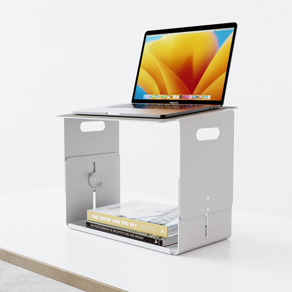 FLEX Schreibtischaufsatz weiß, ist eine höhenverstellbare Laptopablage. In verschiedenen farben erhältlich, aus Metall, ökologisch, pulverbeschichtet, Home, Office , Home Office, SYSBOARD